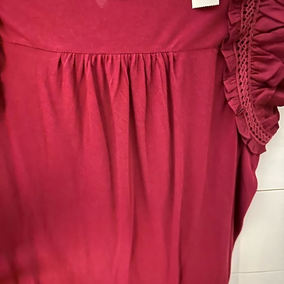 LOFT Woman Tiered mixed media cotton cottagecore ruffle sleeve tee NWT XL - Picture 6 of 12